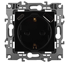 Розетка ЭРА Серия 12 12-4108-06 2P+E 16A-250В со шторками с USB type-A+C 5В-3А чёрный Б0067746