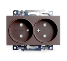 Розетка двухместная с защитной шторкой Stekker Катрин шоколад GLS10-7113-04 49026