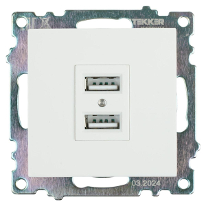 Розетка 2хUSB Stekker Катрин белый GLS10-7115-01 39686