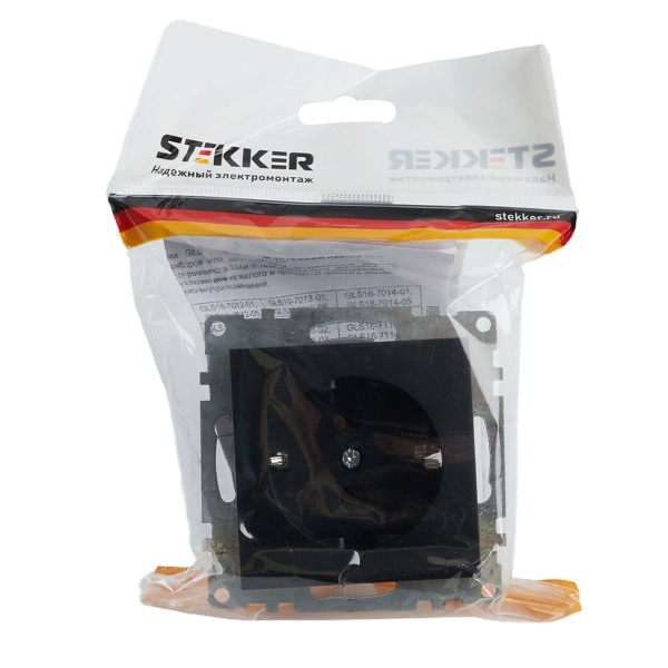 Розетка 1-местная Stekker Катрин GLS16-7110-05 черный 39610