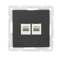 Розетка LK Studio компьютерная 2хRJ-45 кат. 5е с накладкой (черный бархат) LK60 866208-1