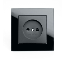 Розетка 2P Stekker Катрин со шторками черный GLS10-7009-05 39512