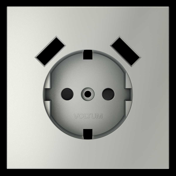 Накладка для розетки с заземлением и защитными шторками с USB A+A S70 (сталь) Voltum VLS000905