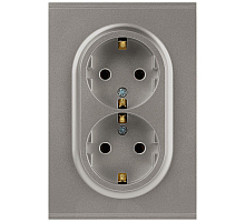 Розетка ЭРА Arktik 16-2104-07 двойная с заземлением 2X2P+E Schuko 16А-250В титан Б0070450