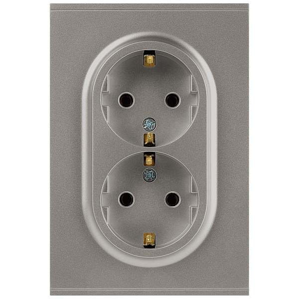 Розетка ЭРА Arktik 16-2104-07 двойная с заземлением 2X2P+E Schuko 16А-250В титан Б0070450