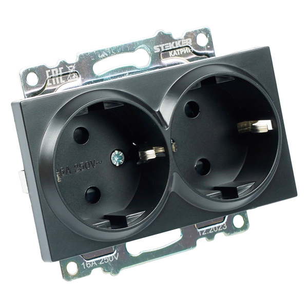 Розетка 2-местная Stekker Катрин GLS16-7114-05 черный 39612