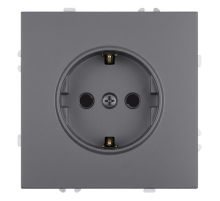 Розетка 1-местная с защитной шторкой с/з (механизм), STEKKER, 250В, 16А, серия Эмили, RST16-5110-10, платиново-серый, soft touch 49958