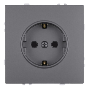 Розетка 1-местная с защитной шторкой с/з (механизм), STEKKER, 250В, 16А, серия Эмили, RST16-5110-10, платиново-серый, soft touch 49958