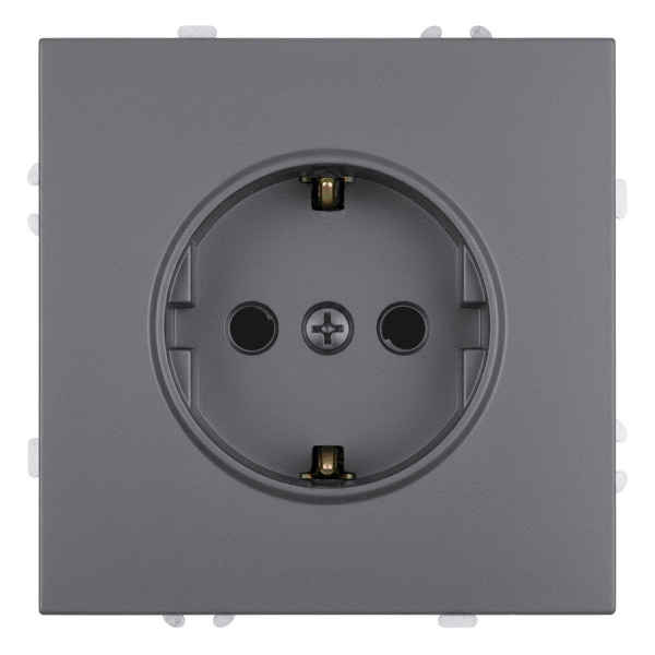 Розетка 1-местная с защитной шторкой с/з (механизм), STEKKER, 250В, 16А, серия Эмили, RST16-5110-10, платиново-серый, soft touch 49958