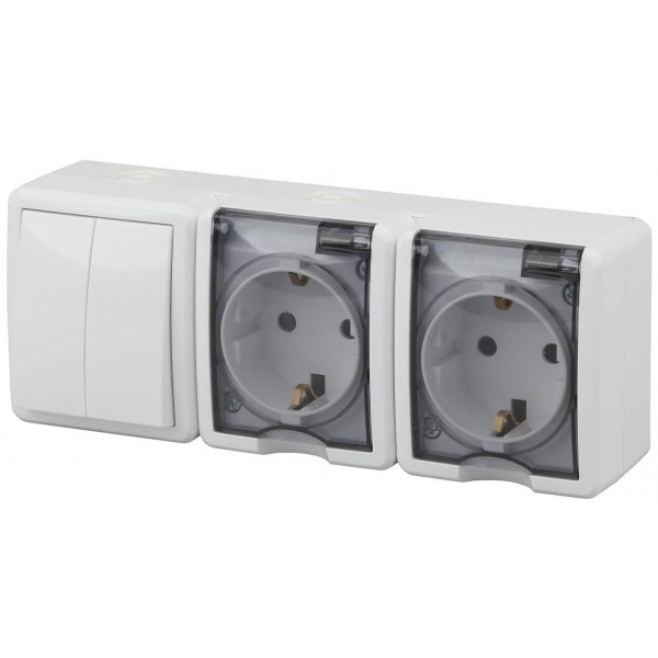 Блок розетки-выключатель двухклавишный ЭРА Эксперт IP54 16A 250V 11-7404-01 Б0027675 Блок розетки-выключатель двухклавишный ЭРА Эксперт IP54 16A 250V 11-7404-01 Б0027675