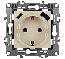 Розетка ЭРА Серия 12 12-4108-02 2P+E 16A-250В со шторками с USB type-A+C 5В-3А слоновая кость Б0067731