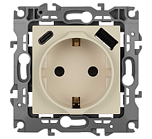 Розетка ЭРА Серия 12 12-4108-02 2P+E 16A-250В со шторками с USB type-A+C 5В-3А слоновая кость Б0067731