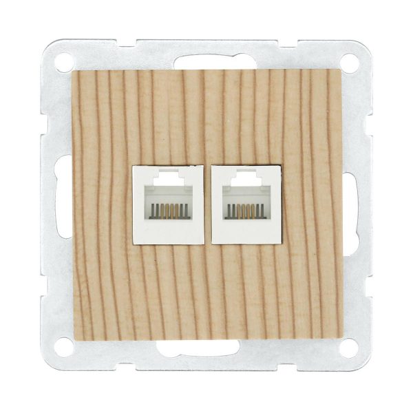 Розетка LK Studio компьютерная 2хRJ-45 кат. 5е с накладкой (сосна) LK60 866225-1 Розетка LK Studio компьютерная 2хRJ-45 кат. 5е с накладкой (сосна) LK60 866225-1