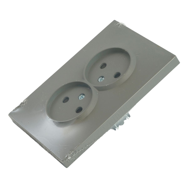 Розетка 2-местная с защитной шторкой, STEKKER, б/з, 250В, 16А, серия Эмили, RST16-5116-10 , платиново-серый, soft touch 49955