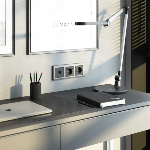 Розетка с заземлением Werkel графит W1171064 4690389194405