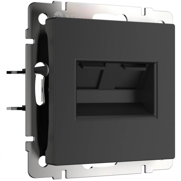Розетка Werkel двойная Ethernet RJ-45 черный матовый W1182208 4690389157004 Розетка Werkel двойная Ethernet RJ-45 черный матовый W1182208 4690389157004