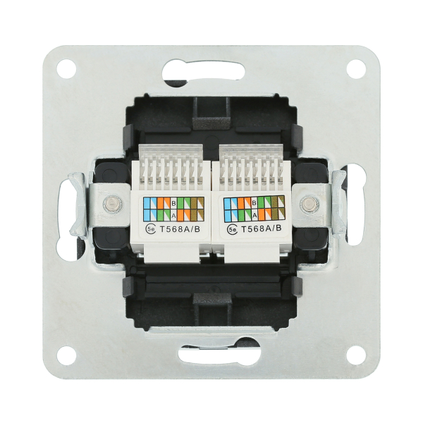 Розетка LK Studio компьютерная двойная 2хRJ-45 кат.5е с накладкой (серебристый металлик) LK80 846203-1