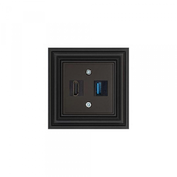 Розетка HDMI/USB Liregus Retro черный матовый 29-239