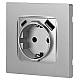 Розетка ЭРА Серия 12 12-4108-03 2P+E 16A-250В со шторками с USB type-A+C 5В-3А алюминий Б0067716
