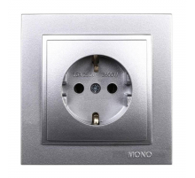 Розетка 2К+З Mono Electric Despina 16A 250V винтовое подключение серебро 102-212121-117