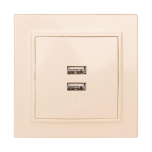 Минск Розетка USB 2-местная СП 2,1А бежевая EKF ERR-2USB-200