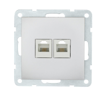 Розетка LK Studio компьютерная 2хRJ-45 кат. 5е с накладкой (серебристый металлик) LK60 866203-1
