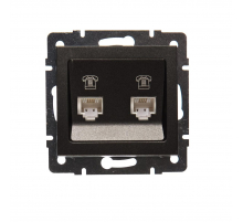 Розетка 2-ая телефонная евро Lezard Rain черная 703-4188-138