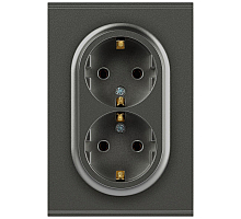 Розетка ЭРА Arktik 16-2105-06 двойная с заземлением 2X2P+E Schuko со шторками 16А-250В графит Б0070459