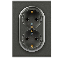 Розетка ЭРА Arktik 16-2105-06 двойная с заземлением 2X2P+E Schuko со шторками 16А-250В графит Б0070459