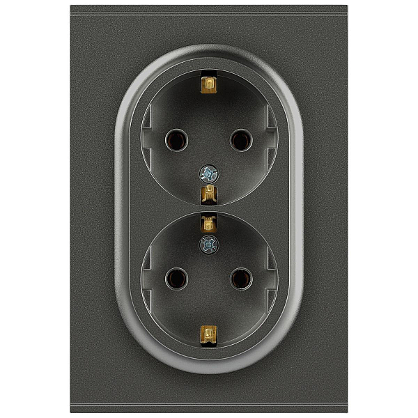 Розетка ЭРА Arktik 16-2105-06 двойная с заземлением 2X2P+E Schuko со шторками 16А-250В графит Б0070459