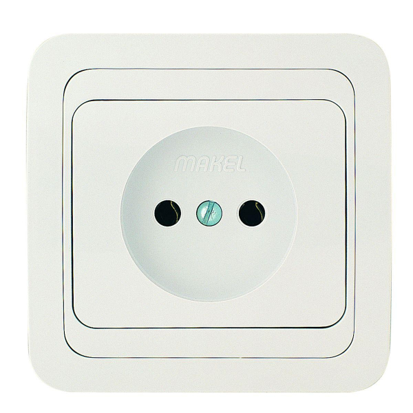 Розетка Makel 1-м СП Mimoza без заземл. бел/бел. 12022