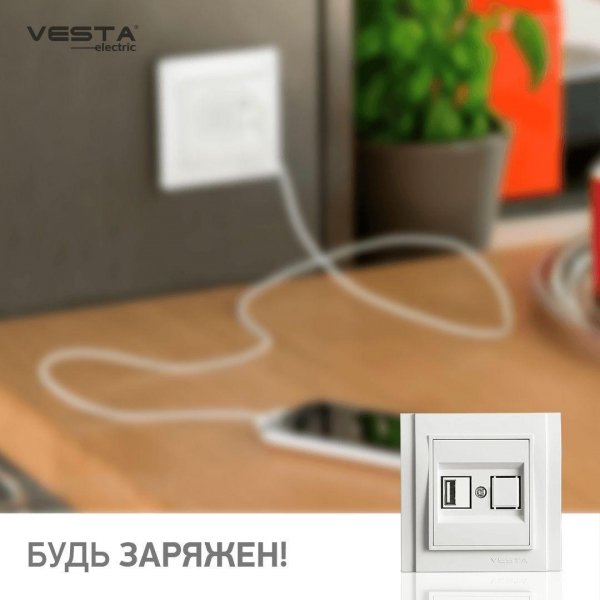 Розетка USB Vesta-Electric Verona белый FRZ00050301BEL Розетка USB Vesta-Electric Verona белый FRZ00050301BEL