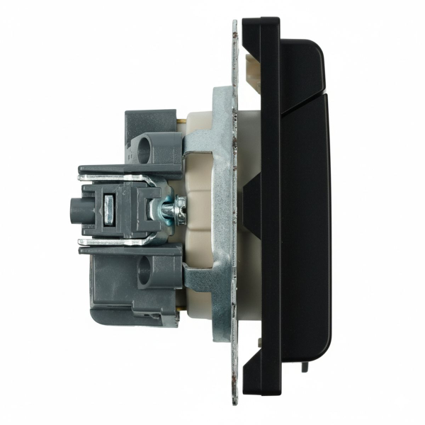 Розетка 1-местная с крышкой с защ. штор, STEKKER, с/з, 250В, 16А, серия Эмили, RST16-5112-05, черный уголь, soft touch 49855