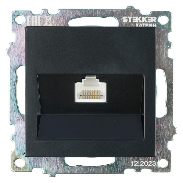Розетка компьютерная RJ-45 Stekker Катрин черный GLS00-7107-05 39613