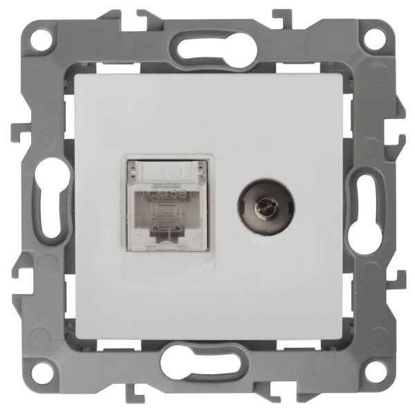 Розетка комбинированная RJ45+TV ЭРА 12 12-3110-01 Б0027441 Розетка комбинированная RJ45+TV ЭРА 12 12-3110-01 Б0027441