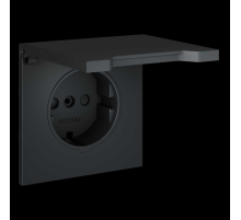 Накладка для розетки с заземлением защитными шторками и крышкой S70 (графит) Voltum VLS000807