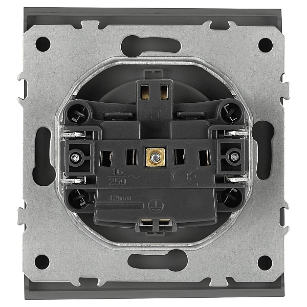 Розетка ЭРА Arktik 16-2103-06 с заземлением 2P+E Schuko со шторками с крышкой 16А-250В графит Б0070439