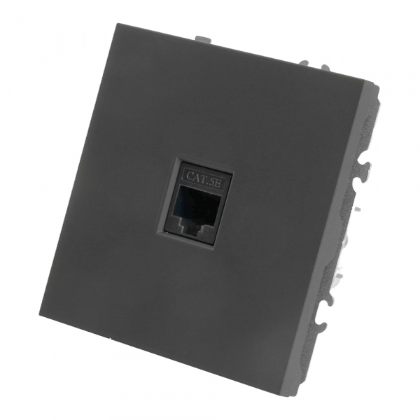 Розетка компьютерная 1-местная RJ-45 (механизм), STEKKER, серия Эмили, RST00-5117-05, черный уголь, soft touch 49847 Розетка компьютерная 1-местная RJ-45 (механизм), STEKKER, серия Эмили, RST00-5117-05, черный уголь, soft touch 49847