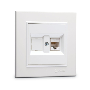 Розетка Makel компютерная CAT5 + гнездо СП Karea IP20 бел. 56001035