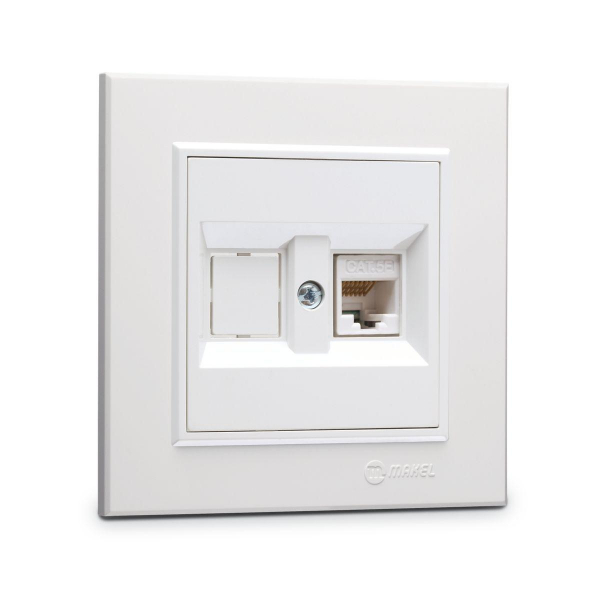 Розетка Makel компютерная CAT5 + гнездо СП Karea IP20 бел. 56001035 Розетка Makel компютерная CAT5 + гнездо СП Karea IP20 бел. 56001035