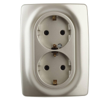 Розетка ЭРА 12 2x2P E Schuko со шторками 16A 250V 12-2108-04 Б0036445