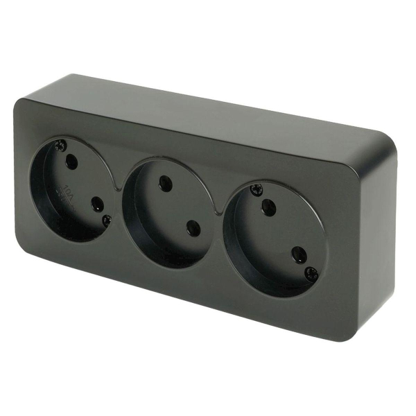 Розетка тройная 2P Stekker София черный матовый MST10-13-05 49500