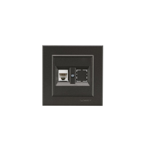 Розетка Makel компьютерная+гнездо СП Karea 16А IP20 CAT 5 дым. металлик 56050035