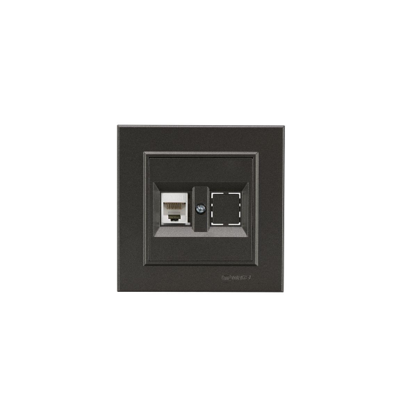 Розетка Makel компьютерная+гнездо СП Karea 16А IP20 CAT 5 дым. металлик 56050035 Розетка Makel компьютерная+гнездо СП Karea 16А IP20 CAT 5 дым. металлик 56050035