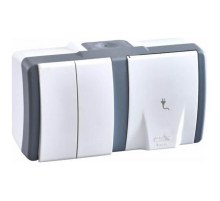 Розетка 2-я Mono Electric Octans IP54 16A 250V бело-серый 154-020001-181