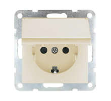 Розетка с з/к, шторками и крышкой LK Studio (бежевый матовый) LK80, 843402-1