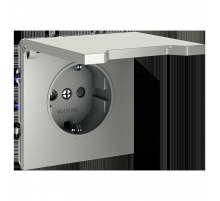 Розетка встраиваемая Voltum S70 с заземлением, защитными шторками и крышкой 16А, (шелк) VLS040304