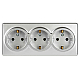 Розетка ЭРА Эксперт 11-2208-03 тройная с заземлением 3х2P+E Schuko IP20 16A-250В ОУ алюминий Б0063010