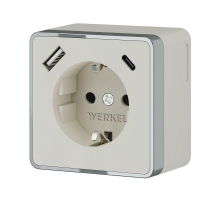 Розетка с заземлением, шторками и USB тип A+C Werkel Gallant слоновая кость W5071703 4690389179600