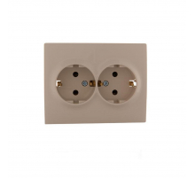 Розетка 2-ая с зазем. Lezard Karina кремовая 707-0300-127